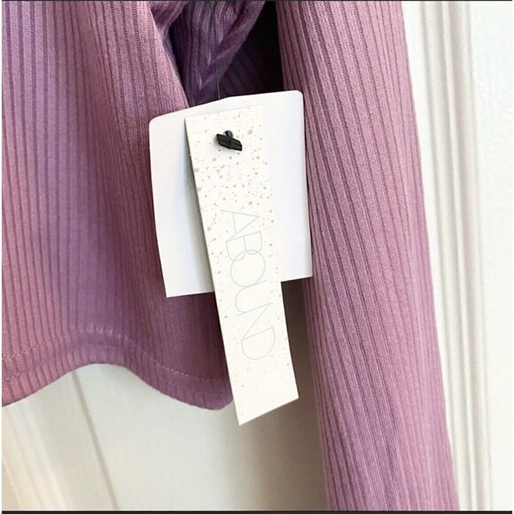 BP RIBBED Crop Long Sleeve tee top Purple MEDIUM - Picture 5 of 9
